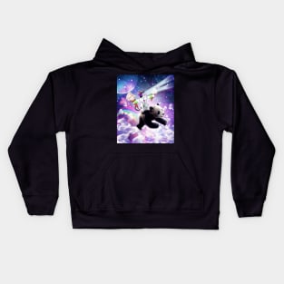 Lazer Rave Space Cat Riding Panda With Ice Cream Kids Hoodie